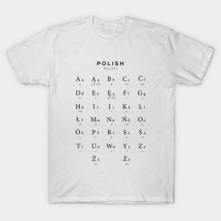 Polish Alphabet Chart, Poland Language Chart, White T-Shirt